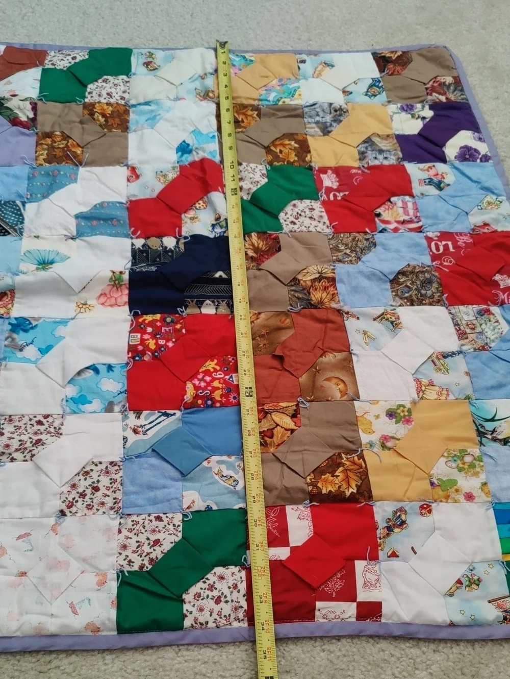 Colorful Patchwork Handmade Quilt Throw Y2K Cottagecore Vintage Retro Cotton
